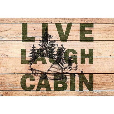 Live Laugh Cabin Gold Ornate Wood Framed Art Print with Double Matting by Kimberly, Allen