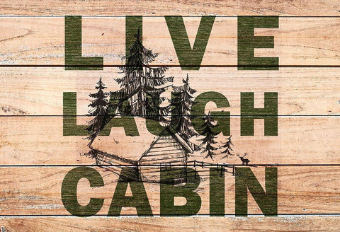 Live Laugh Cabin Black Ornate Wood Framed Art Print with Double Matting by Kimberly, Allen