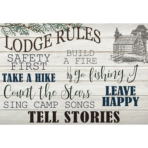 Lodge Rules White Modern Wood Framed Art Print by Kimberly, Allen