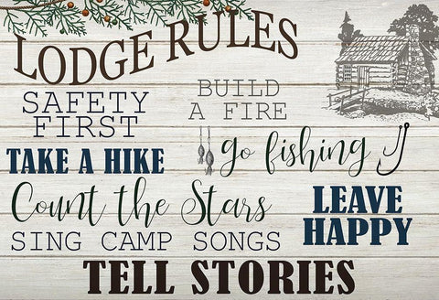Lodge Rules Black Ornate Wood Framed Art Print with Double Matting by Kimberly, Allen