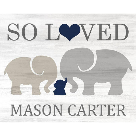 So Loved Blue Gold Ornate Wood Framed Art Print with Double Matting by Kimberly, Allen