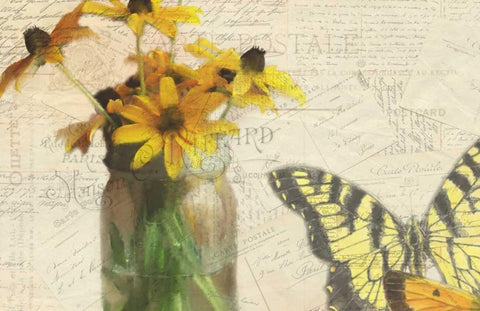 Carte Postale Sunflowers Black Ornate Wood Framed Art Print with Double Matting by Allen, Kimberly