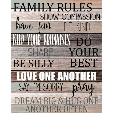 Family Rules White Modern Wood Framed Art Print by Kimberly, Allen