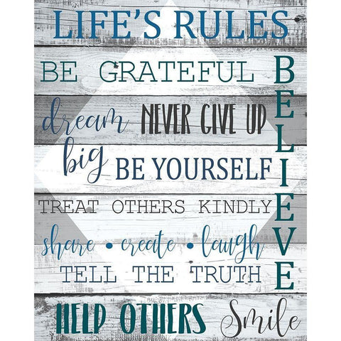 Lifes Rules Gold Ornate Wood Framed Art Print with Double Matting by Kimberly, Allen