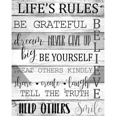 Lifes Rules Grey Gold Ornate Wood Framed Art Print with Double Matting by Kimberly, Allen