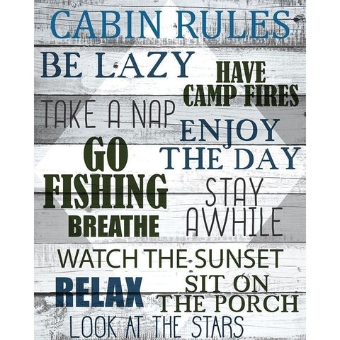 Cabin Rules Black Modern Wood Framed Art Print with Double Matting by Allen, Kimberly