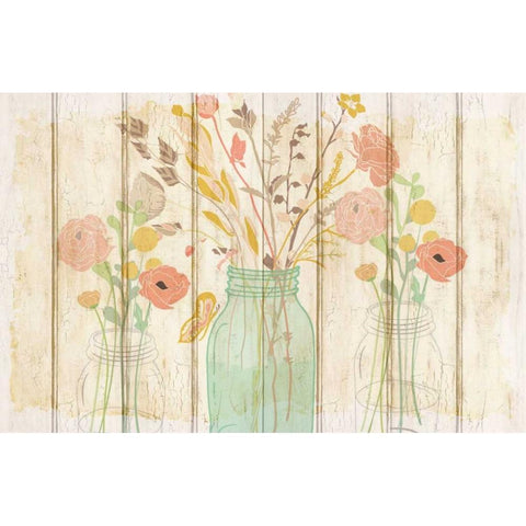 Summer Bloom Jars Black Modern Wood Framed Art Print by Allen, Kimberly