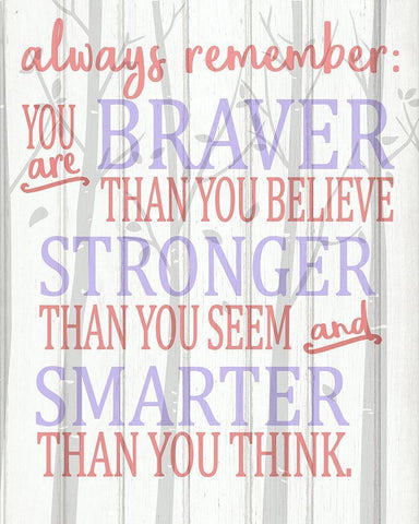 Always Remember You Are Pinks White Modern Wood Framed Art Print with Double Matting by Kimberly, Allen