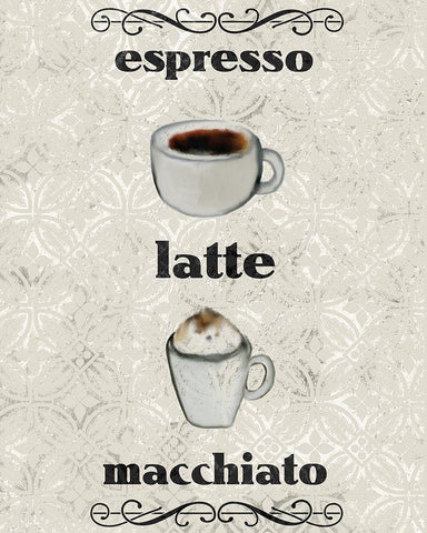 Coffee Life 1 White Modern Wood Framed Art Print with Double Matting by Kimberly, Allen
