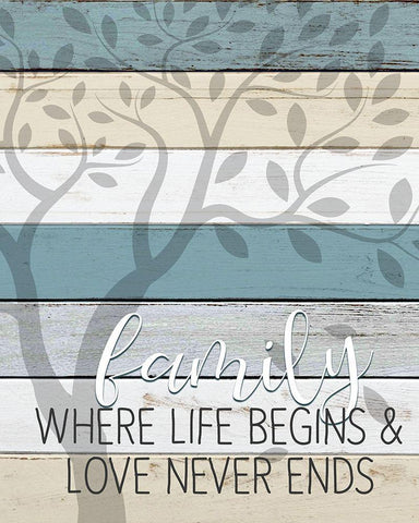 Family Where Life Begins White Modern Wood Framed Art Print with Double Matting by Kimberly, Allen