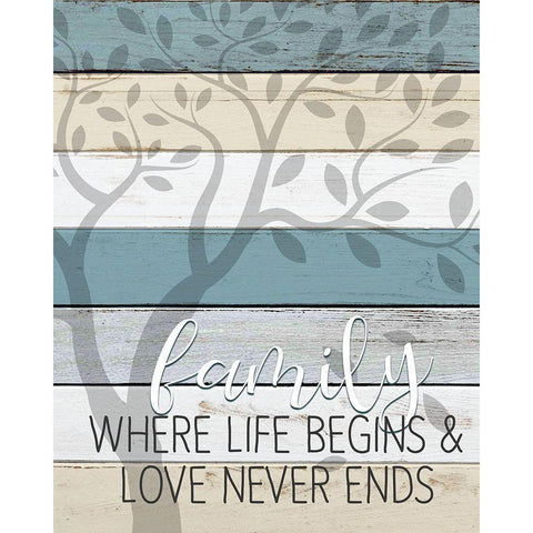 Family Where Life Begins White Modern Wood Framed Art Print by Kimberly, Allen