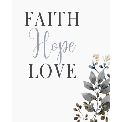 Faith Hope Love Black Modern Wood Framed Art Print with Double Matting by Kimberly, Allen