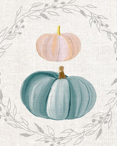 Teal Pumpkin 1 Black Ornate Wood Framed Art Print with Double Matting by Kimberly, Allen