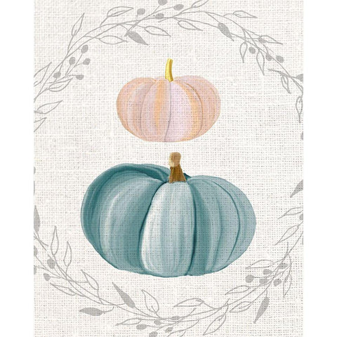 Teal Pumpkin 1 White Modern Wood Framed Art Print by Kimberly, Allen