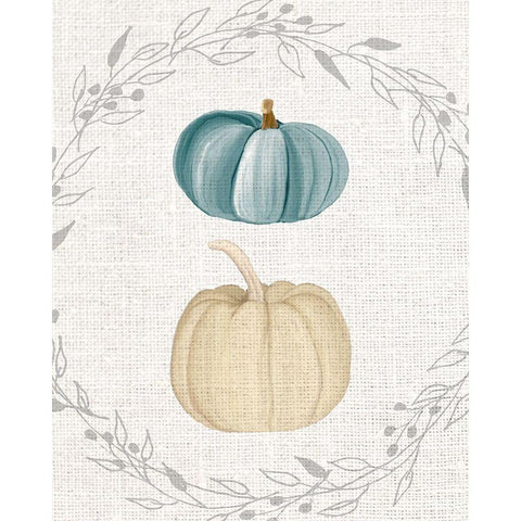 Teal Pumpkin 2 White Modern Wood Framed Art Print by Kimberly, Allen