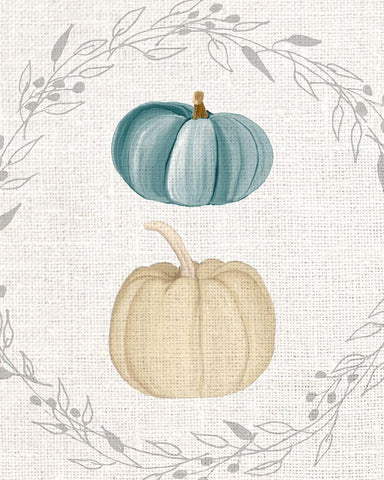 Teal Pumpkin 2 Black Ornate Wood Framed Art Print with Double Matting by Kimberly, Allen