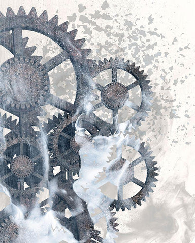 Smoke Gears 1 Black Ornate Wood Framed Art Print with Double Matting by Kimberly, Allen