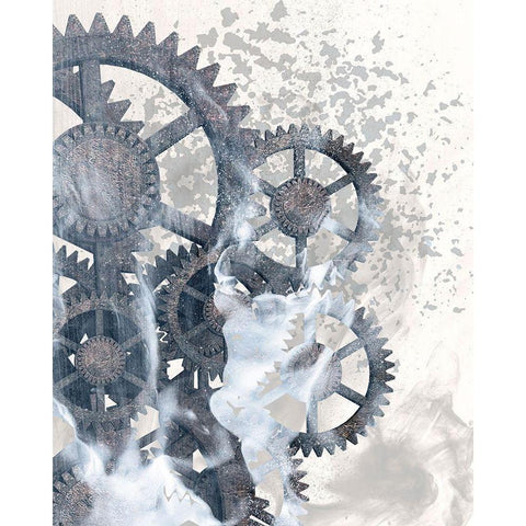 Smoke Gears 1 Black Modern Wood Framed Art Print with Double Matting by Kimberly, Allen