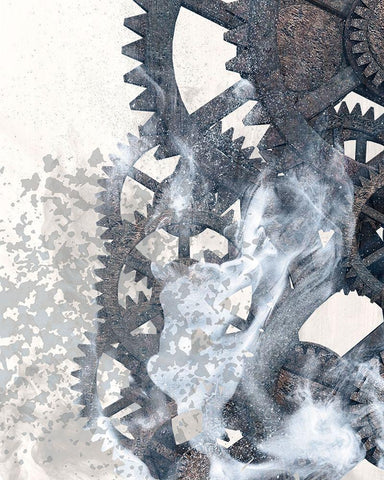 Smoke Gears 2 Black Ornate Wood Framed Art Print with Double Matting by Kimberly, Allen