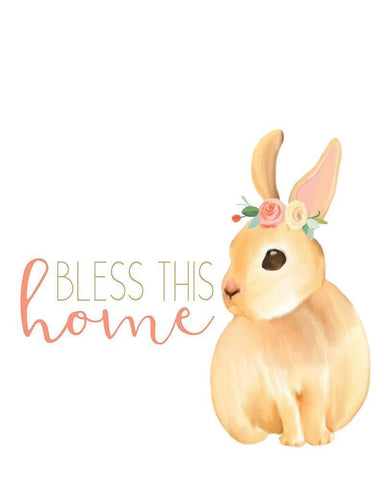 Bless This Home White Modern Wood Framed Art Print with Double Matting by Kimberly, Allen