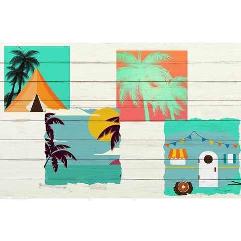 Beach Camping A Gold Ornate Wood Framed Art Print with Double Matting by Kimberly, Allen