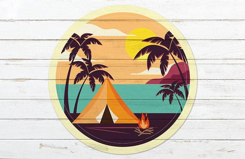 Beach Tent A Black Ornate Wood Framed Art Print with Double Matting by Kimberly, Allen