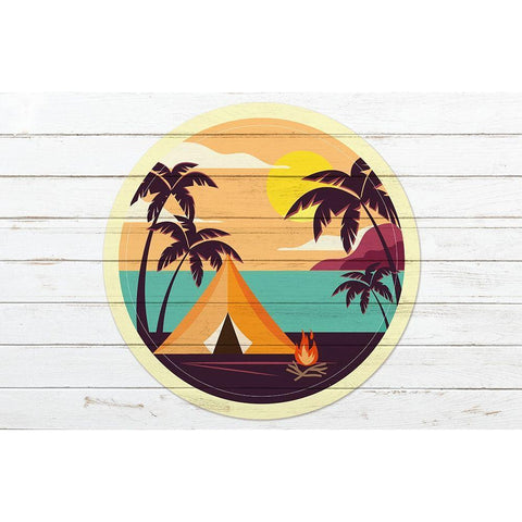 Beach Tent A Black Modern Wood Framed Art Print by Kimberly, Allen