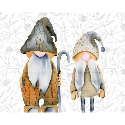 Two Gnomes Black Modern Wood Framed Art Print by Kimberly, Allen