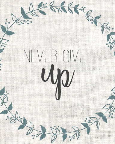 Never Give Up White Modern Wood Framed Art Print with Double Matting by Allen, Kimberly