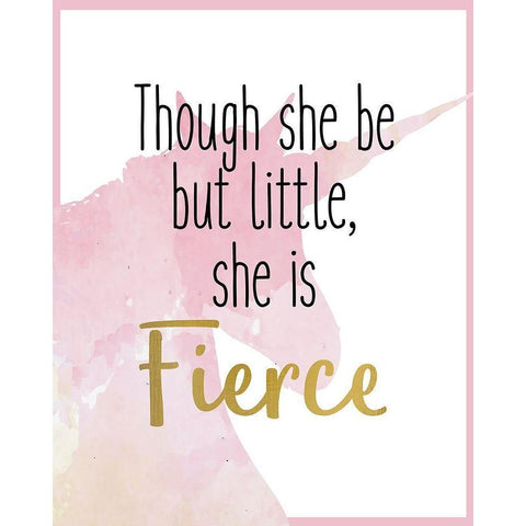 She is Fierce 1 Unicorn White Modern Wood Framed Art Print by Allen, Kimberly