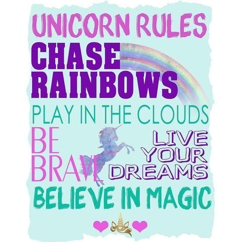 Unicorn Rules Black Modern Wood Framed Art Print with Double Matting by Allen, Kimberly