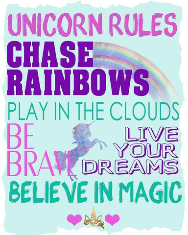 Unicorn Rules White Modern Wood Framed Art Print with Double Matting by Allen, Kimberly