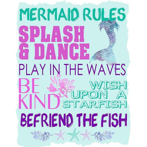 Mermaid Rules Black Modern Wood Framed Art Print with Double Matting by Allen, Kimberly