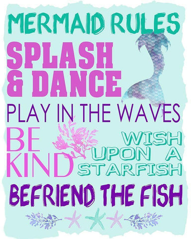 Mermaid Rules White Modern Wood Framed Art Print with Double Matting by Allen, Kimberly