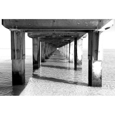 Beach Pier Black Modern Wood Framed Art Print with Double Matting by Allen, Kimberly