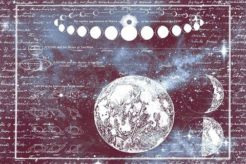 The Moon Chart White Modern Wood Framed Art Print with Double Matting by Allen, Kimberly