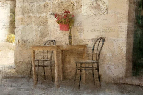 Sidewalk Cafe White Modern Wood Framed Art Print with Double Matting by Allen, Kimberly