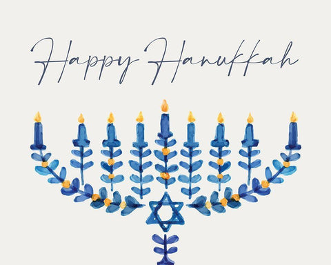 Happy Hanukkah White Modern Wood Framed Art Print with Double Matting by Allen, Kimberly