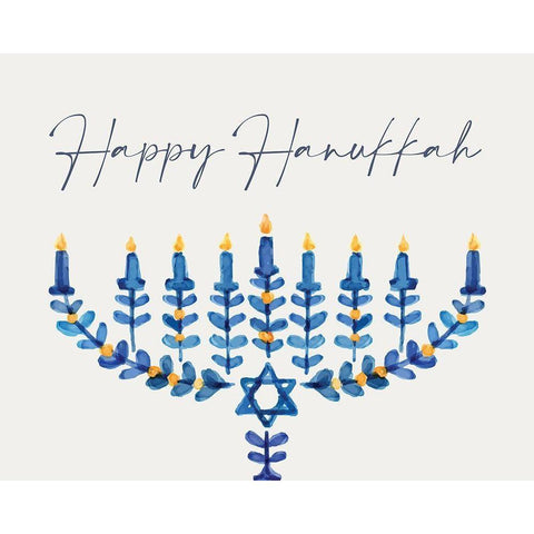 Happy Hanukkah Gold Ornate Wood Framed Art Print with Double Matting by Allen, Kimberly