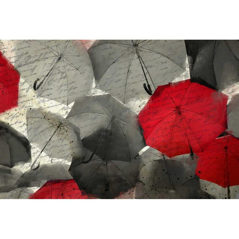 Red Umbrella Black Modern Wood Framed Art Print with Double Matting by Allen, Kimberly