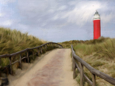 Lighthouse White Modern Wood Framed Art Print with Double Matting by Allen, Kimberly