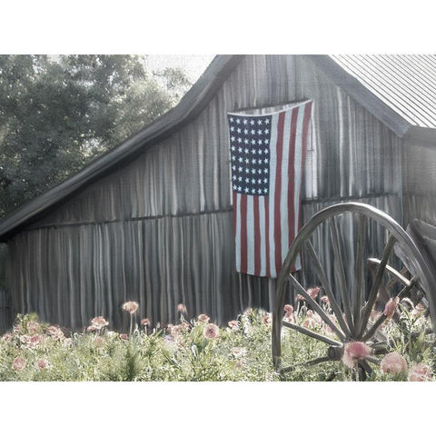 USA Barn Gold Ornate Wood Framed Art Print with Double Matting by Allen, Kimberly