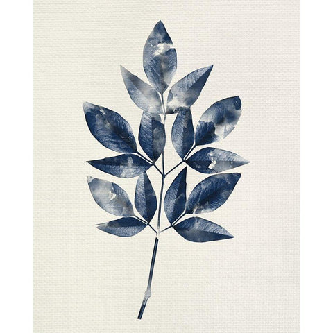 Indigo Leaves 1 White Modern Wood Framed Art Print by Allen, Kimberly