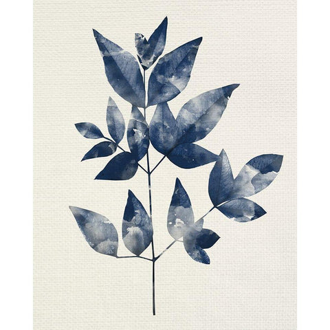 Indigo Leaves 2 White Modern Wood Framed Art Print by Allen, Kimberly