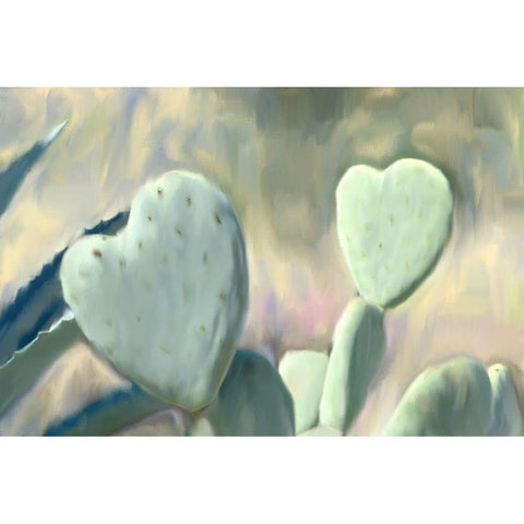 Cactus Heart Gold Ornate Wood Framed Art Print with Double Matting by Allen, Kimberly