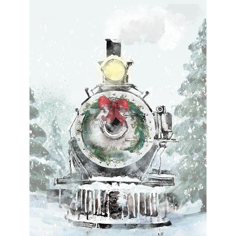 Winter Train Aproaches White Modern Wood Framed Art Print by Allen, Kimberly