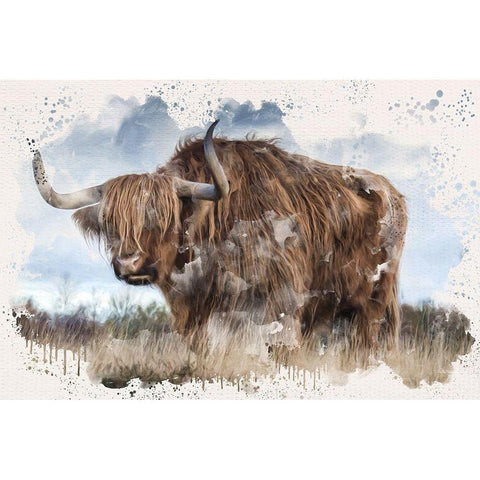 Long Horn Black Modern Wood Framed Art Print with Double Matting by Allen, Kimberly