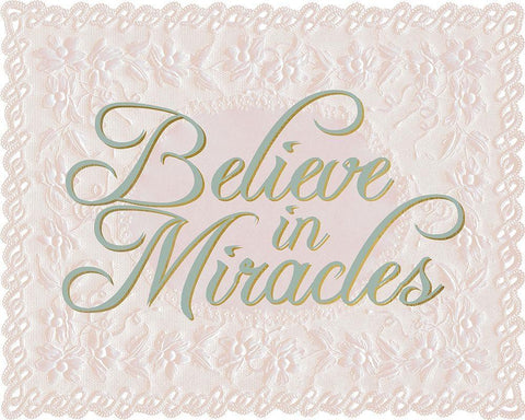 Believe in Miracles Lace White Modern Wood Framed Art Print with Double Matting by Allen, Kimberly