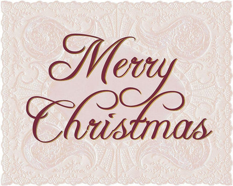 Merry Christmas Lace White Modern Wood Framed Art Print with Double Matting by Allen, Kimberly