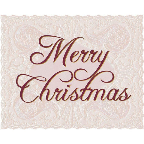 Merry Christmas Lace White Modern Wood Framed Art Print by Allen, Kimberly